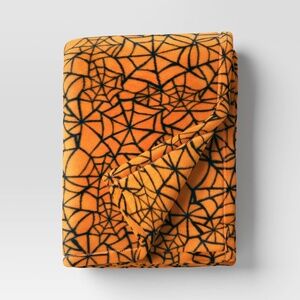 Spiderweb Plush Throw Blanket Orange - Hyde & EEK!